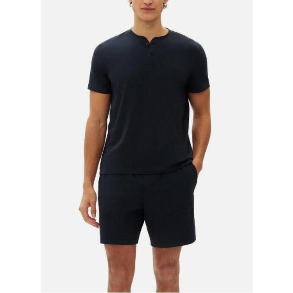 GAP Men's Black 2-Pc. Heathered Henley Shirt & Shorts Pajama Set L NWT